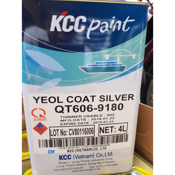 Sơn Chịu nhiệt KCC 600 độ QT606-9180 Màu bạc