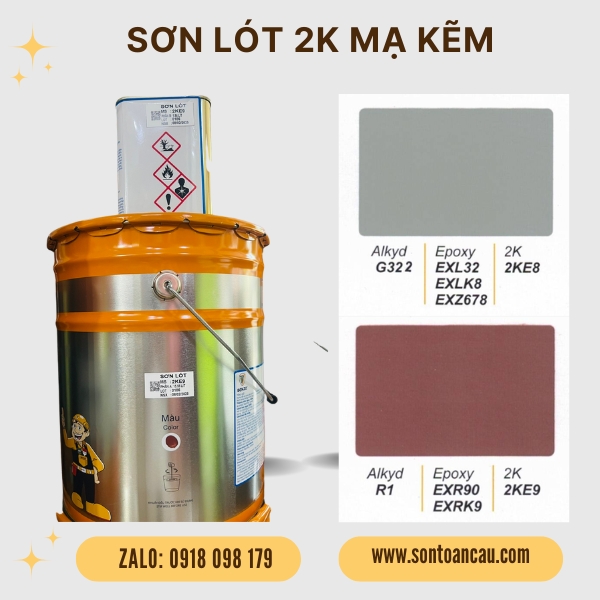 Sơn lót mạ kẽm 2K 17.5L Màu đỏ