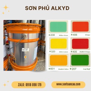 Sơn dầu Alkyd Benzo 17.5L - Màu Cam, Vàng, Kem, Xám, Xanh