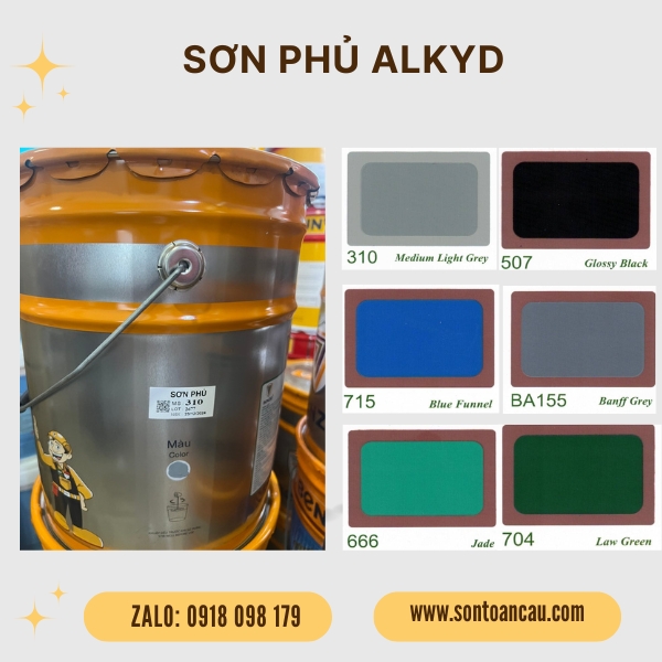 Sơn dầu Alkyd Benzo 17.5L - Màu Xám, Xanh dương