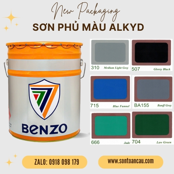 Sơn dầu Alkyd Benzo 17.5L - Màu Xám, Xanh dương
